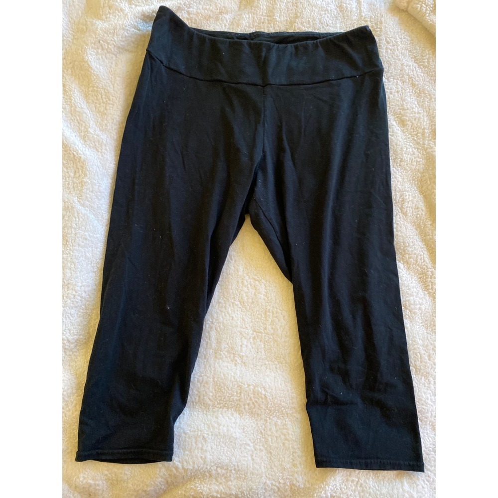 A New Day Black Capri Leggings Plus Size 1X High Rise Cropped Yoga Lounge Pants